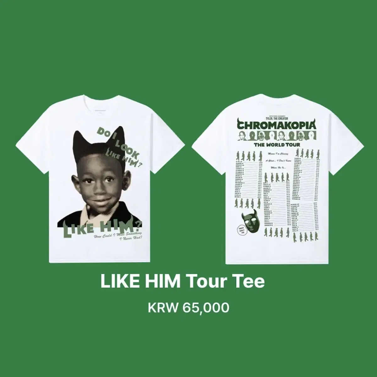 ミュージシャン Tyler, the creater LIKE HIM TOUR TEE XL Tyler, The Creator Chromakopia Tour Merch Like Him T-shirts